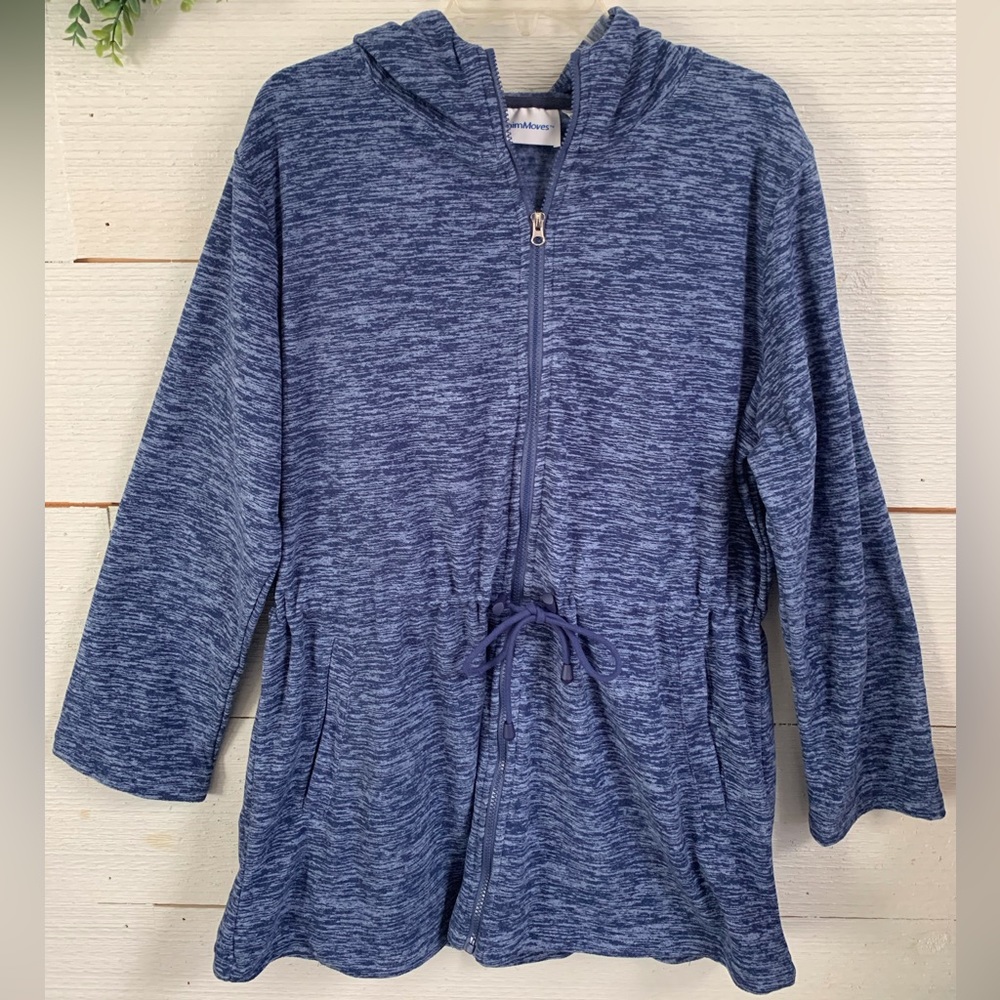 Fleece Zippered Hooded Jacket by Denim Moves.  Size Large.  Color Blue.
